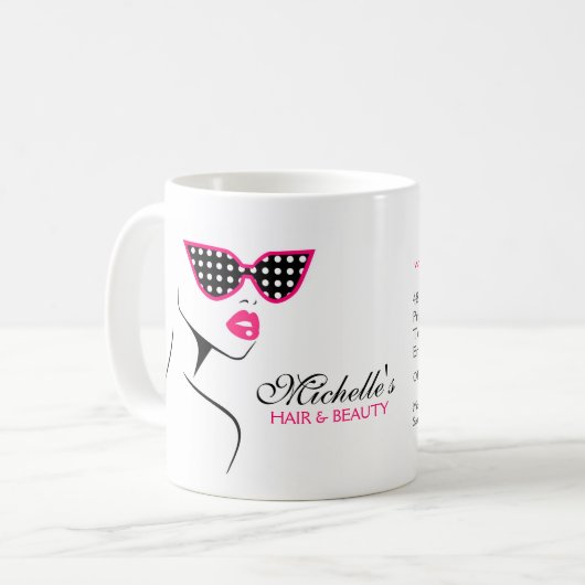 シックレトロブラックピンク水玉模様サングラス美しい コーヒーマグカップ (正面左)