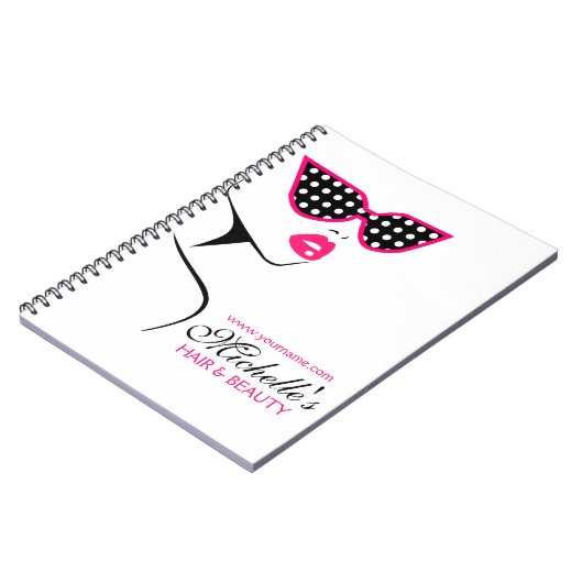 シックレトロブラックピンク水玉模様サングラス美しい ノートブック (左側)