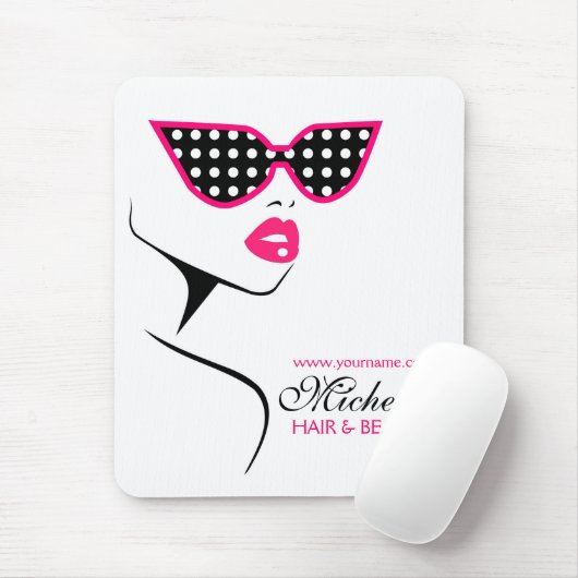 シックレトロブラックピンク水玉模様サングラス美しい マウスパッド (マウス)
