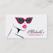 シックレトロブラックピンク水玉模様サングラス美しい 名刺 (正面)