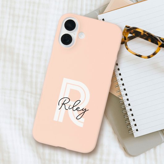 シックレトロモノグラムスクリプト赤面ピンクキュートトレンディー Case-Mate iPhoneケース