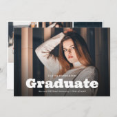 シックレトロヴィンテージスタイルフォトコラージュ卒業 案内状 (正面/裏面)
