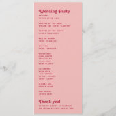 シックレトロ赤面ピンクモノグラム結婚式 プログラム (裏面)