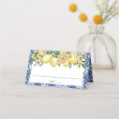 シックレモングリーナリーフローラ地中海のブライダル プレイスカード (裏面)