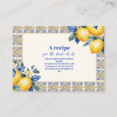 シックレモンサマー地中海のブライダルシャワー エンクロージャーカード (正面)