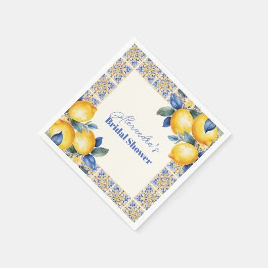 シックレモンサマー地中海のブライダルシャワー スタンダードカクテルナプキン (角)