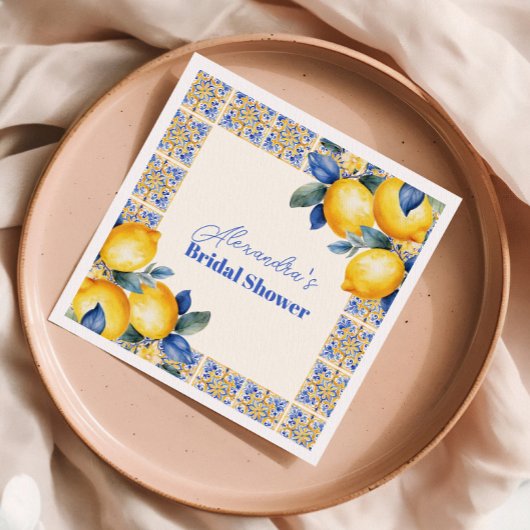 シックレモンサマー地中海のブライダルシャワー スタンダードカクテルナプキン