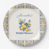 シックレモンサマー地中海のブライダルシャワー ペーパープレート (正面)
