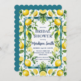 シックレモンサマー地中海のブライダルシャワー 招待状