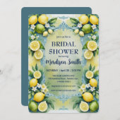 シックレモンサマー地中海のブライダルシャワー 招待状 (正面/裏面)