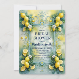 シックレモンサマー地中海のブライダルシャワー 招待状