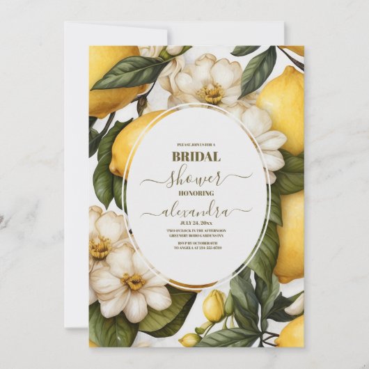 シックレモンサマー地中海のブライダルシャワー 招待状 (正面)
