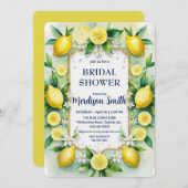 シックレモンサマー地中海のブライダルシャワー 招待状 (正面/裏面)