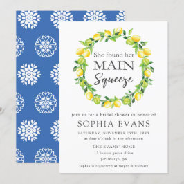 シックレモンリースメインスクイーズブライダルシャワー 招待状