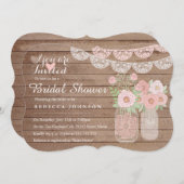 シックレースメイスンジャー&ウッドブライダルシャワー招待状 招待状 (正面/裏面)