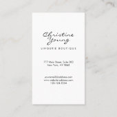 シックレースランジェリーブティックゴールデングリッター 名刺 (裏面)