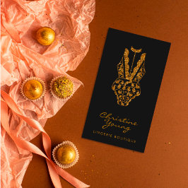 シックレースランジェリーブティックゴールデングリッター 名刺