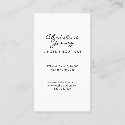 シックレースランジェリーブティックゴールデングリッター 名刺 (裏面)