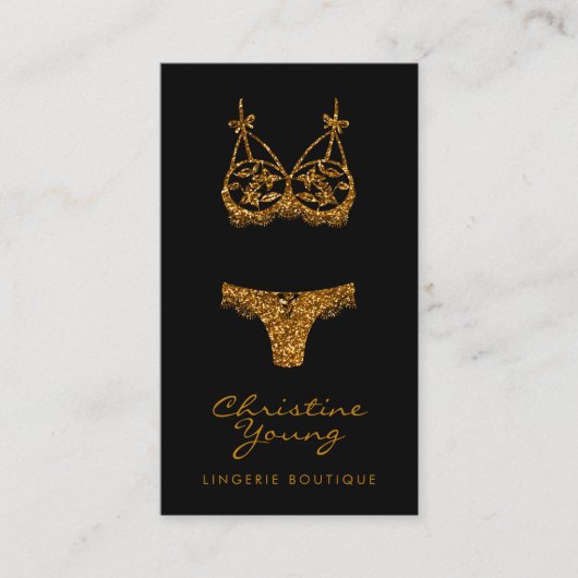 シックレースランジェリーブティックゴールデングリッター 名刺 (正面)