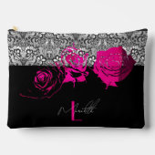 シックレース&バラ パーソナライズされた アクセサリーポーチ (正面)