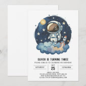 シックロケットチルドレンズズ宇宙飛行士ボーイ誕生日 招待状 (正面/裏面)
