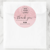 シックロゴピンクグリッターを注文ありがとうグラデーション ラウンドシール (バッグ)