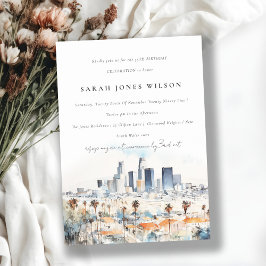 シックロサンゼルスカリフォルニア水彩画誕生日 招待状