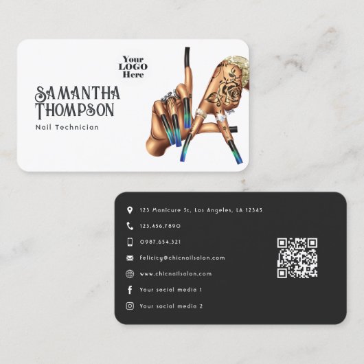 シックロサンゼルスラサインネイルサロンブランディング 名刺 (正面/裏面)