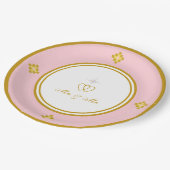 シックロマンチックゴールデンバラ金ゴールド&ホワイト結婚ズ ペーパープレート (アングル)