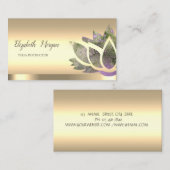 シックロータスフラワー金ゴールドヨガインストラクター 名刺 (正面/裏面)