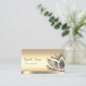 シックロータスフラワー金ゴールドヨガインストラクター 名刺 (スタンド正面)