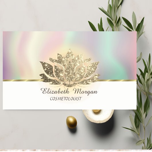 シックロータスフラワー金ゴールドヨガインストラクター 名刺