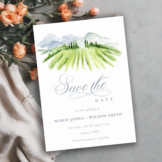 シックワイナリーヴィネヤードマウンテンデュスキーブルーグレー セーブザデート