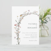 シックワイルドフラワーアーミニマルチシンプルングモダン結婚ーズ 招待状 (スタンド正面)