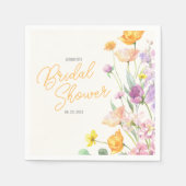 シックワイルドフラワースクリプトブライダルシャワー スタンダードカクテルナプキン (正面)