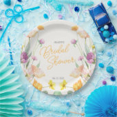 シックワイルドフラワースクリプトブライダルシャワー ペーパープレート (パーティー)