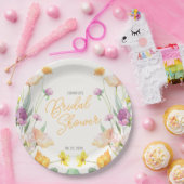 シックワイルドフラワースクリプトブライダルシャワー ペーパープレート (パーティー)