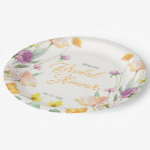 シックワイルドフラワースクリプトブライダルシャワー ペーパープレート (アングル)