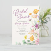 シックワイルドフラワースクリプトブライダルシャワー 招待状 (スタンド正面)