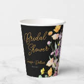 シックワイルドフラワースクリプトブライダルシャワー 紙コップ (裏面)