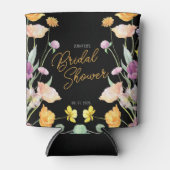 シックワイルドフラワースクリプトブライダルシャワー 缶クーラー (正面)
