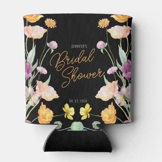 シックワイルドフラワースクリプトブライダルシャワー 缶クーラー (裏面)