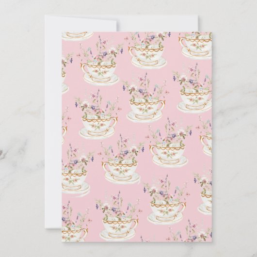 シックワイルドフラワーズティーパーティーブライダルシャワー 招待状 (裏面)