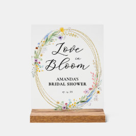 シックワイルドフラワーズブライダルシャワーへようこそ アクリルサイン