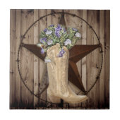 シックワイルドフラワーテキサス州スターウエスタンカントリー女性のカーボーイ タイル (正面)