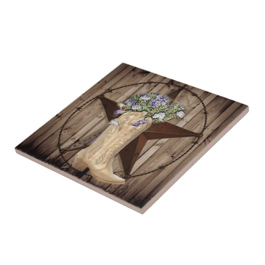 シックワイルドフラワーテキサス州スターウエスタンカントリー女性のカーボーイ タイル (側面)