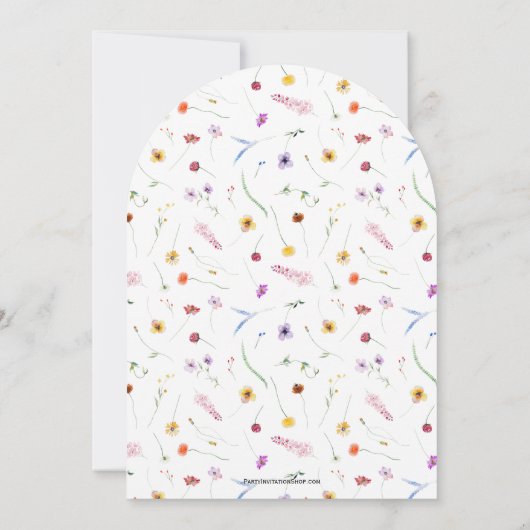 シックワイルドフラワーブライダルシャワーアーチ 招待状 (裏面)