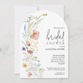 シックワイルドフラワーブライダルシャワーアーチ 招待状 (正面)