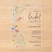 シックワイルドフラワーブライダルシャワー アクリル招待状 (正面)