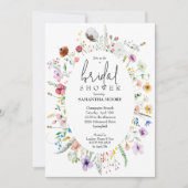 シックワイルドフラワーブライダルシャワー 招待状 (正面)